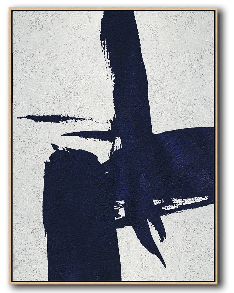 Buy Hand Painted Navy Blue Abstract Painting Online - Custom Made Canvas Prints Huge